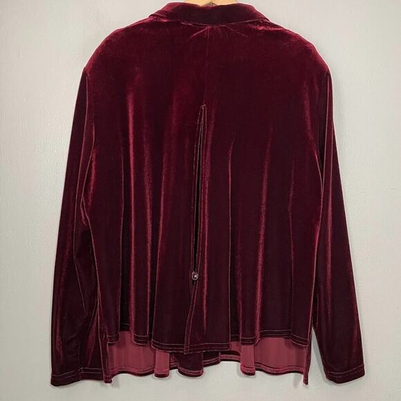K Woman Plus Size 22W Burgundy Wine Velvet Open Back Top Regencycore Evening - Picture 5 of 10